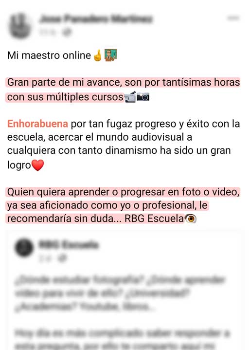 Opiniones Máster RBG: Fotografía, Videografía y PRO